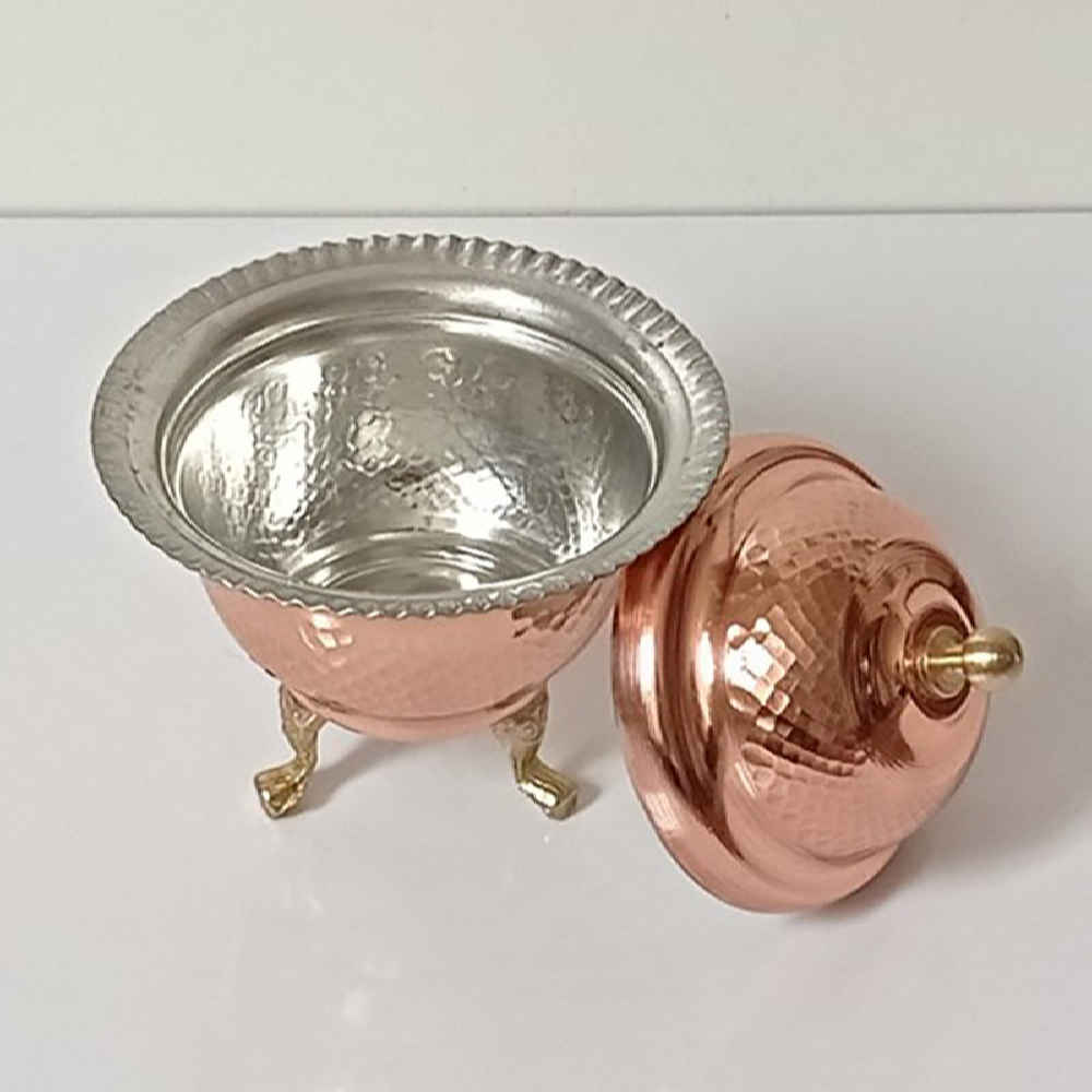 手工波斯铜制糖碗 – 锤纹款