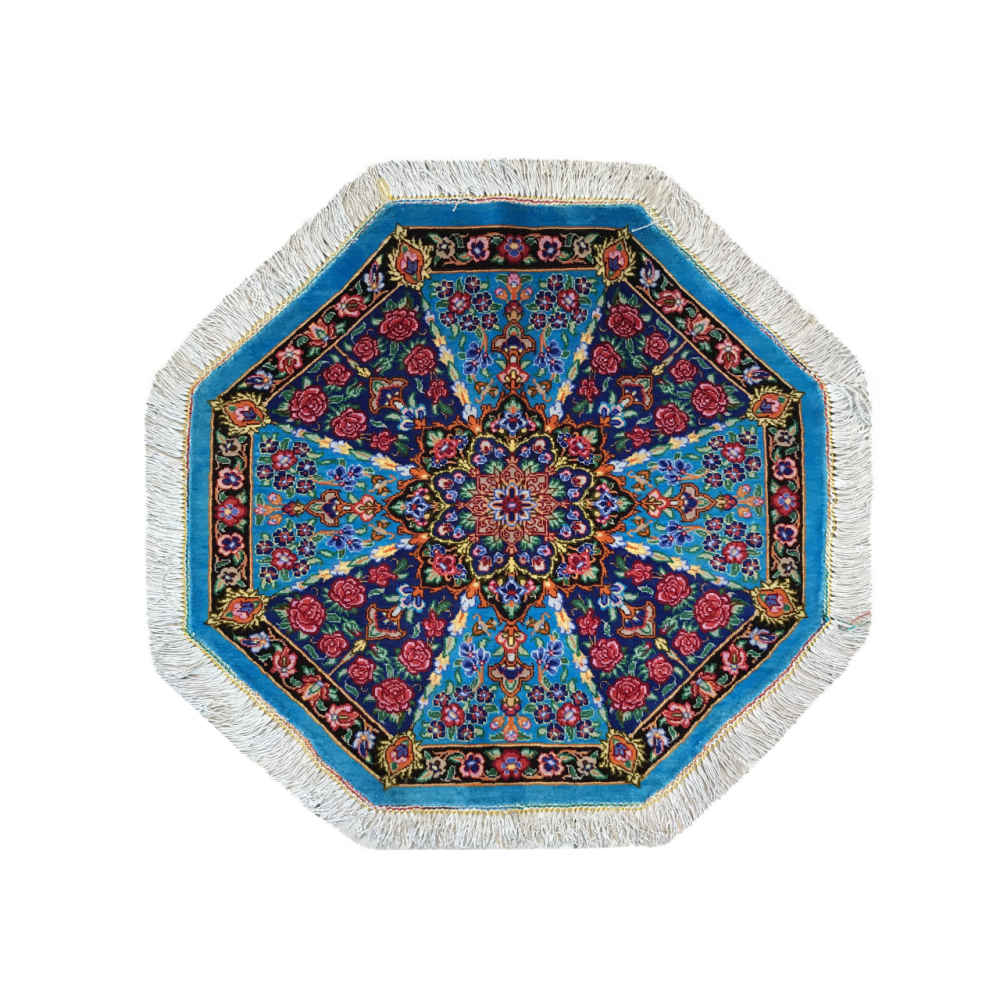 Main image of 手工波斯地毯主题丝绸桌布 蓝色款