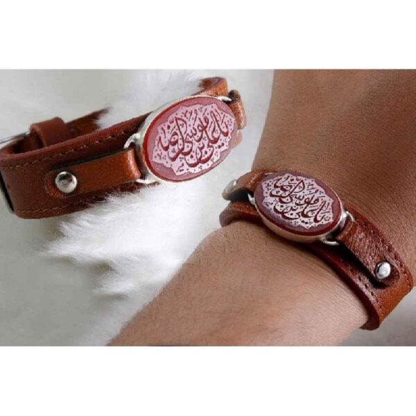 伊斯兰皮革扣式手链 —— 玛瑙款