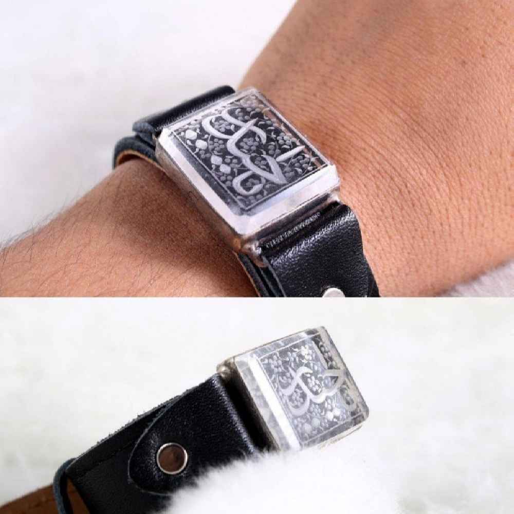 Main image of 男士棕色伊斯兰皮革手链 —— 带扣