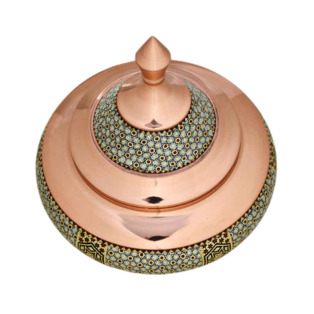 手工波斯铜制糖碗 – 镶嵌工艺（Khatam）Safinei 款