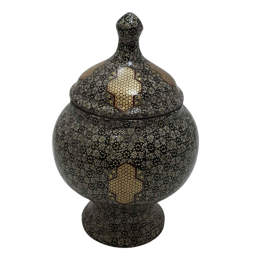 Main image of 手工波斯铜制糖碗 – 镶嵌工艺（Khatam）Tashrifat 款