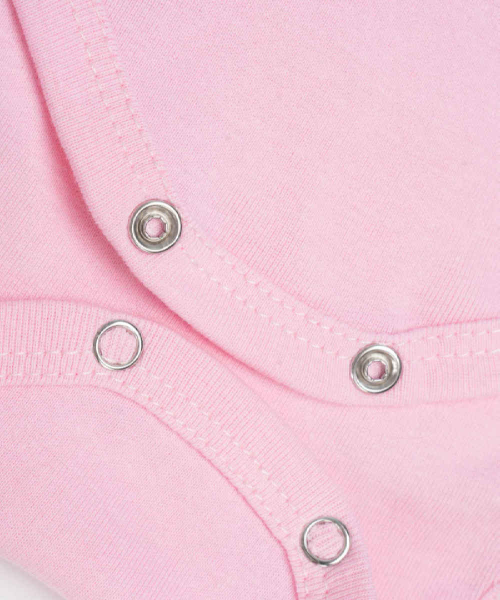 粉色翻肩婴儿连体衣