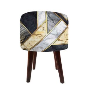 奢华天鹅绒脚凳 木质脚架 圆形 Marble