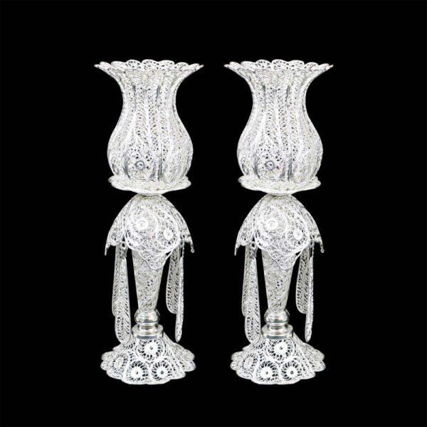 波斯细丝铜镀银烛台（果酱杯款，2个装）