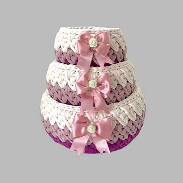 紫藤花款三件套毛线钩针收纳篮（Arghavan 款）