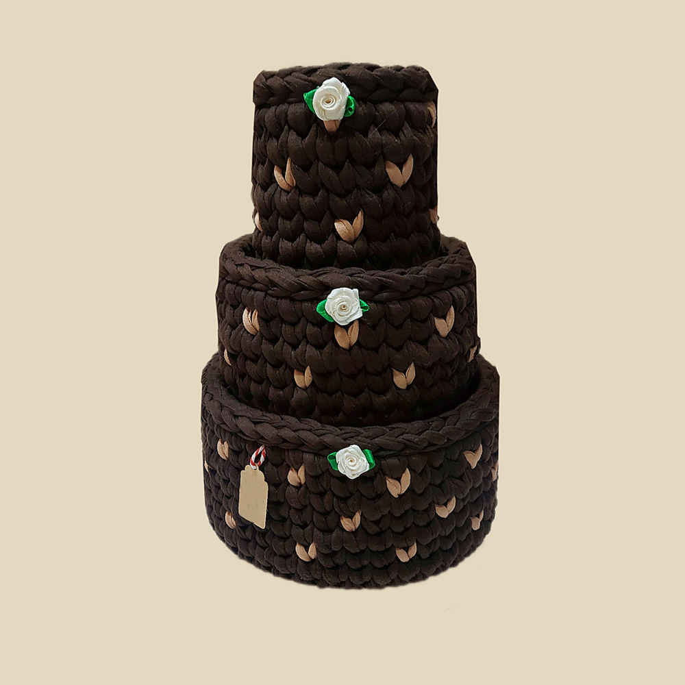 Main image of 心形款三件套毛线钩针收纳篮（Ghalbi 款）