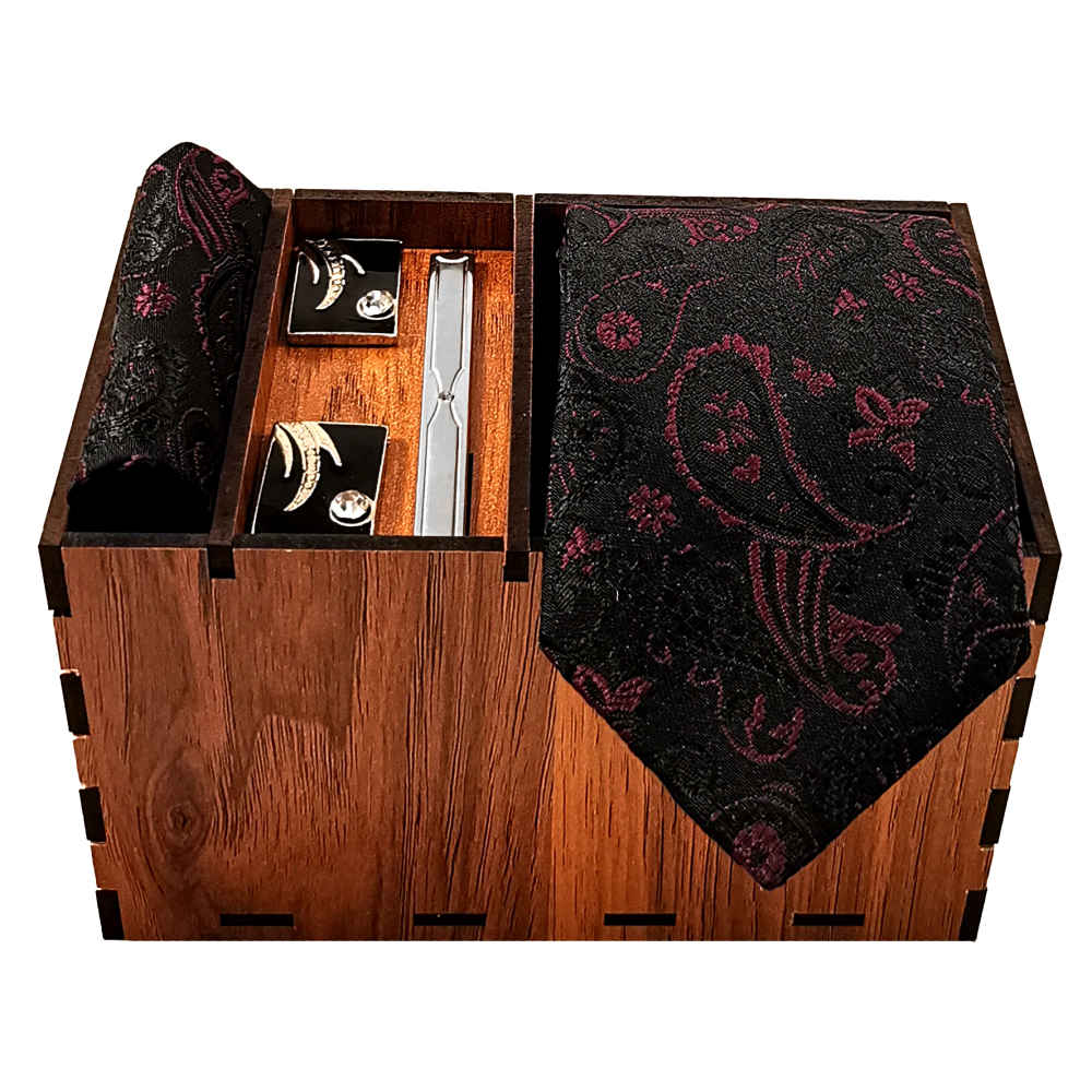 Main image of 男士领带、手帕及袖扣套装 – 奢华款 Boteh