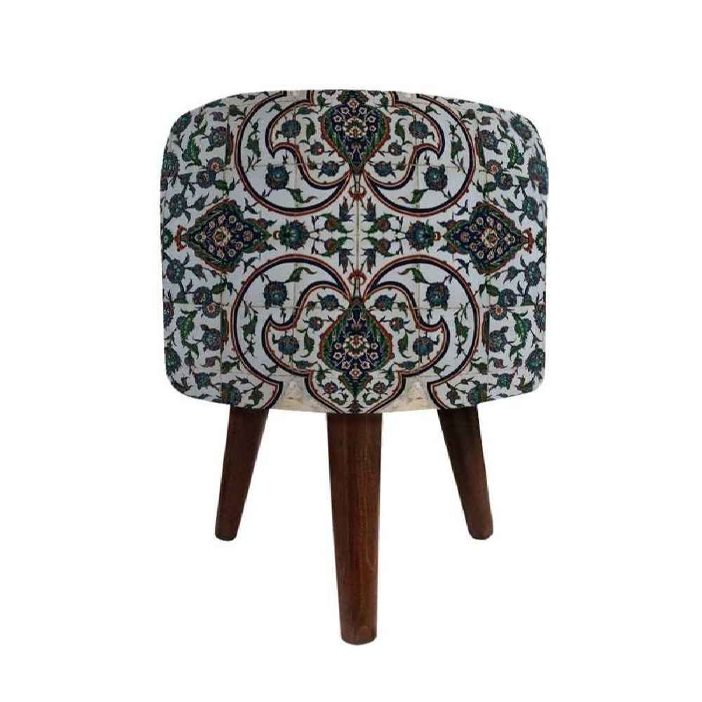 Main image of 圆形天鹅绒脚凳 木质脚架 波斯艺术灵感 灰色 Nazanin