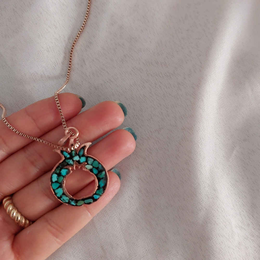 女款铜项链 艺术石榴