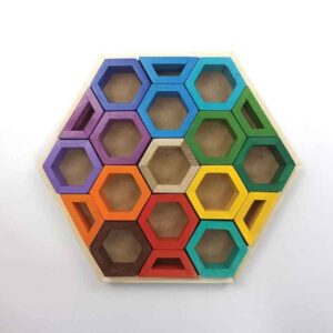 蜂巢木质几何益智拼图 —— 独特教育玩具