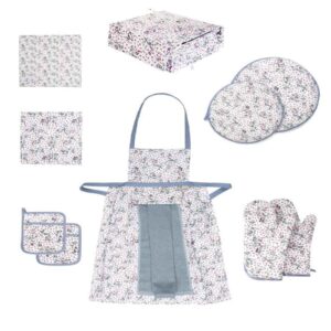 10件套灰色花卉厨房围裙 型号 Parzad