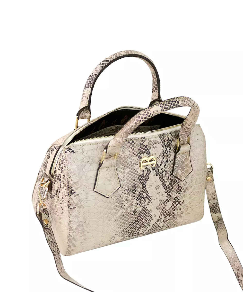 奢华皮革蛇纹包型手提包