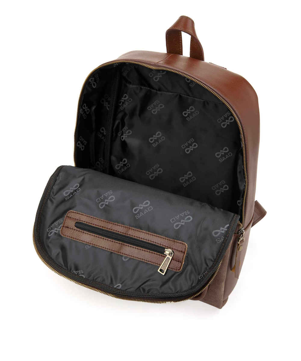 棕色皮革与帆布女士背包 – Nina 款