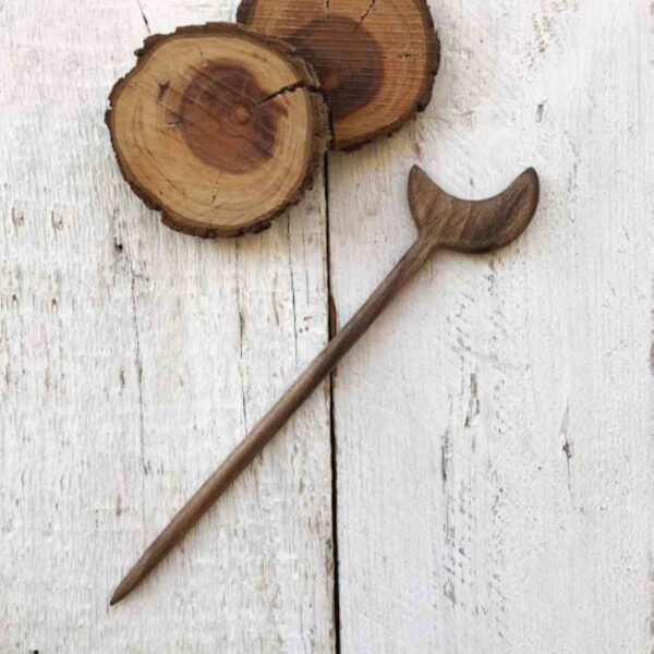 手工木制发簪 – 月亮设计，大号