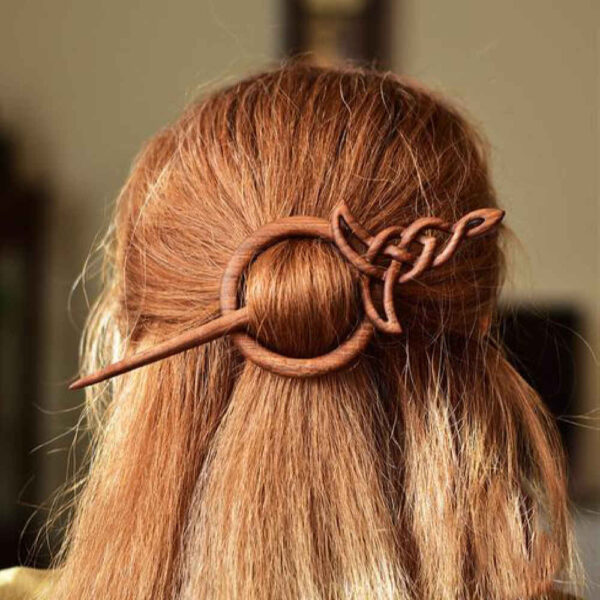 手工木制发簪 – 凯尔特设计，大号