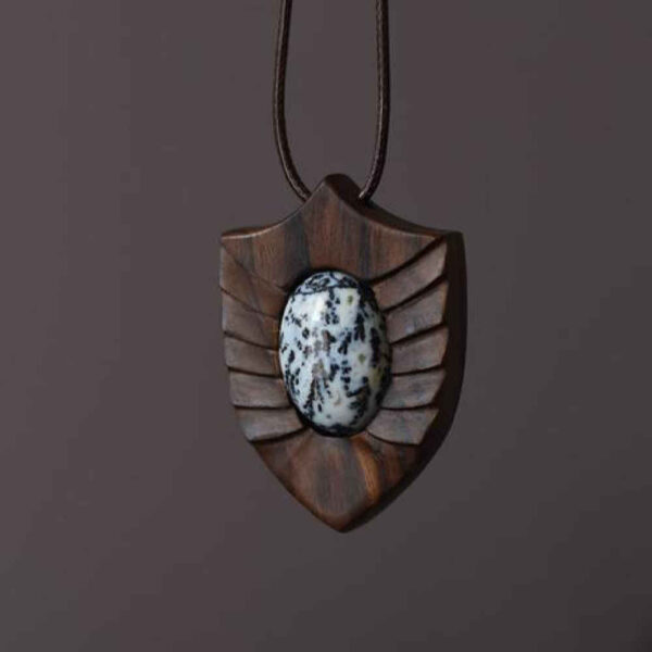 雕刻木吊坠配玛瑙宝石 手工艺术 Toranj