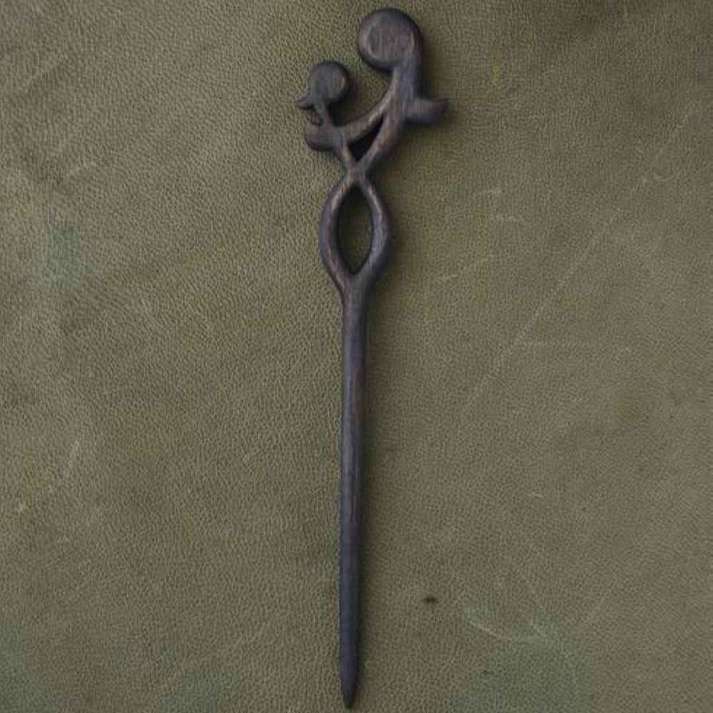 手工木制发簪 – 母印章设计,大号