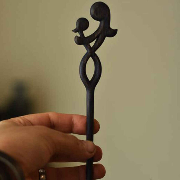 手工木制发簪 – 母印章设计，大号