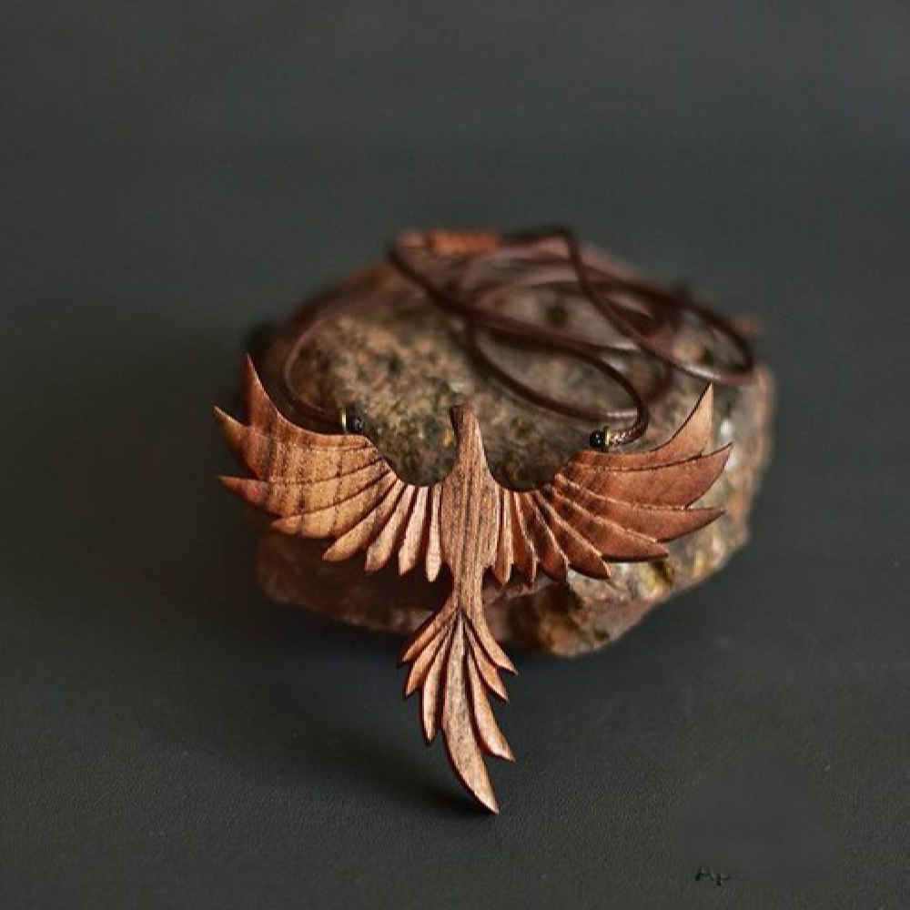 木质项链 手工艺术风格 凤凰