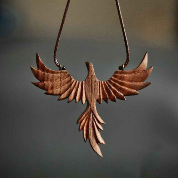 木质项链 手工艺术风格 凤凰