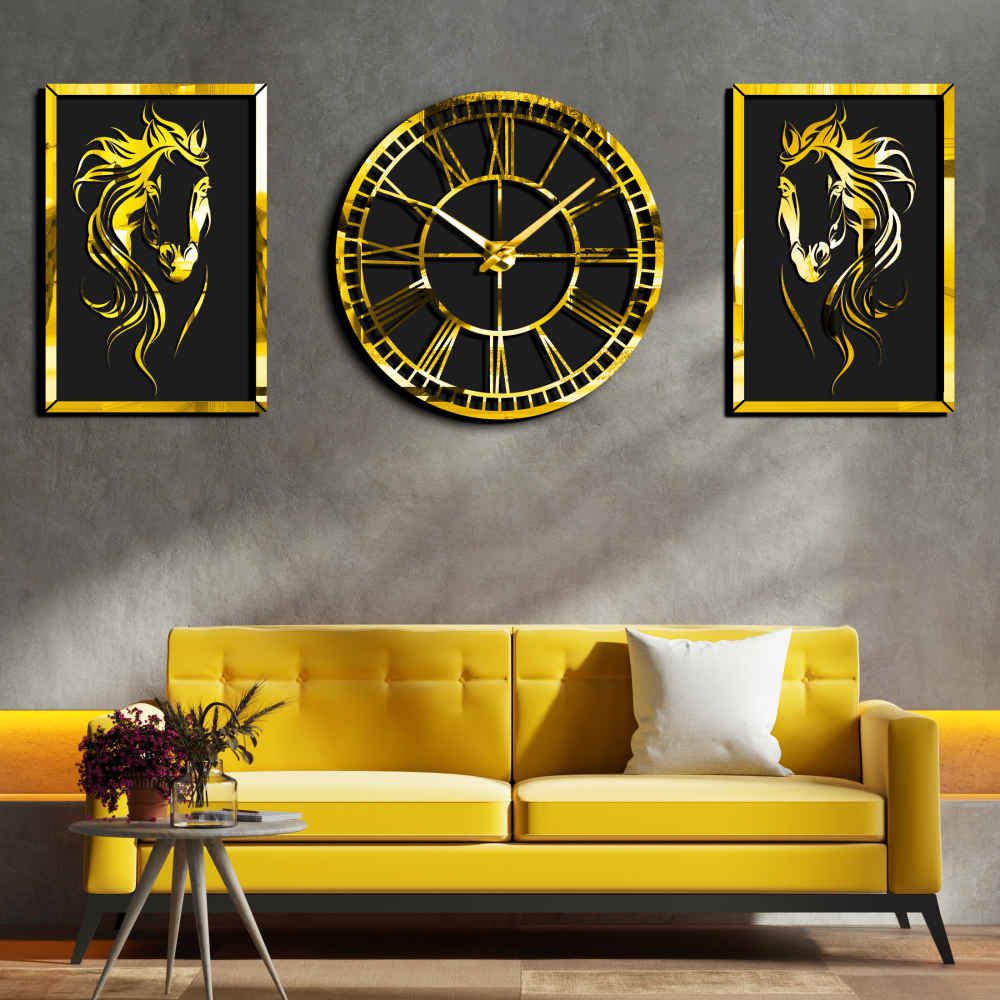 Main image of 现代三联壁挂时钟套装 – 马