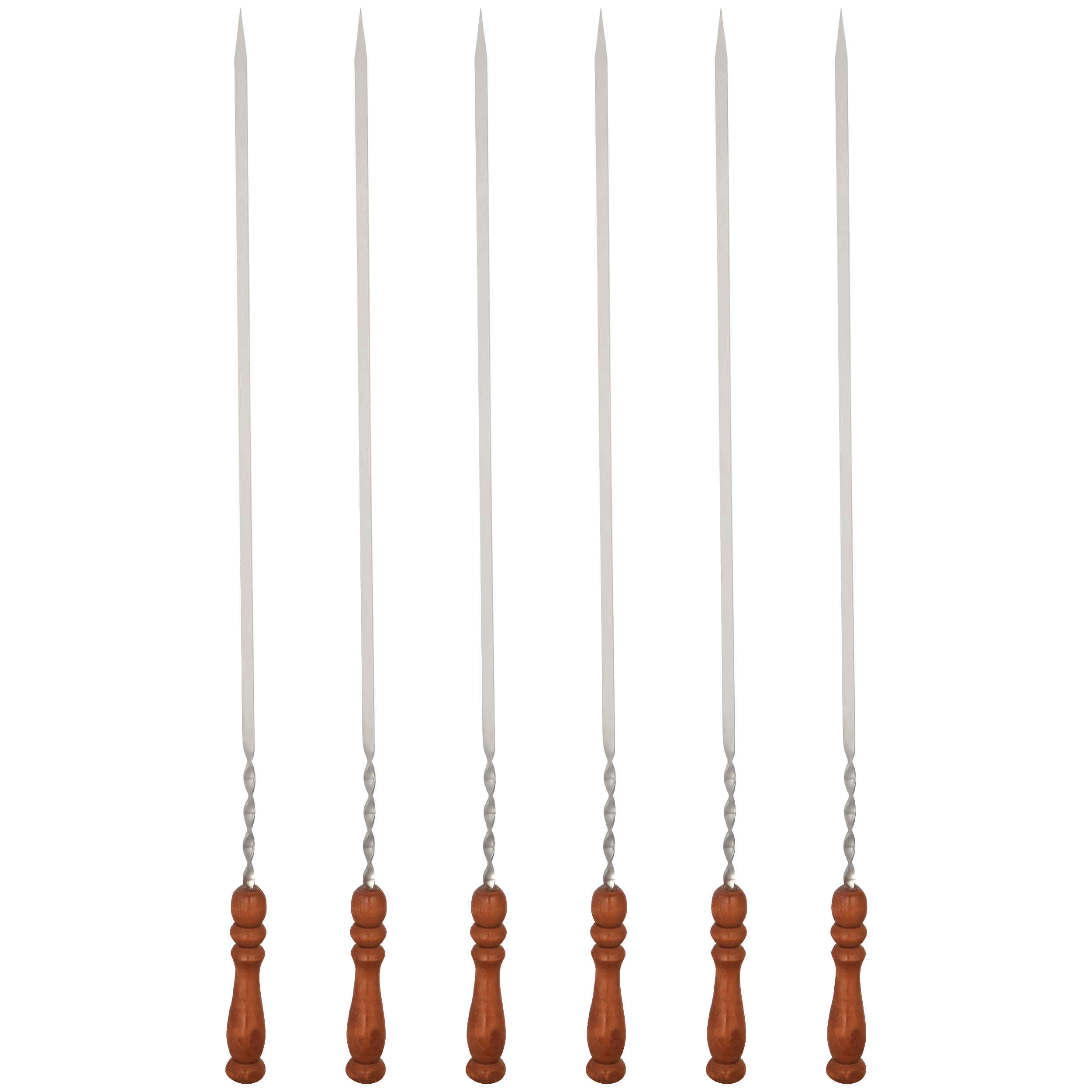 Main image of 六支带木柄钢制烤串（60 厘米）– 适用于烤肉及烧烤