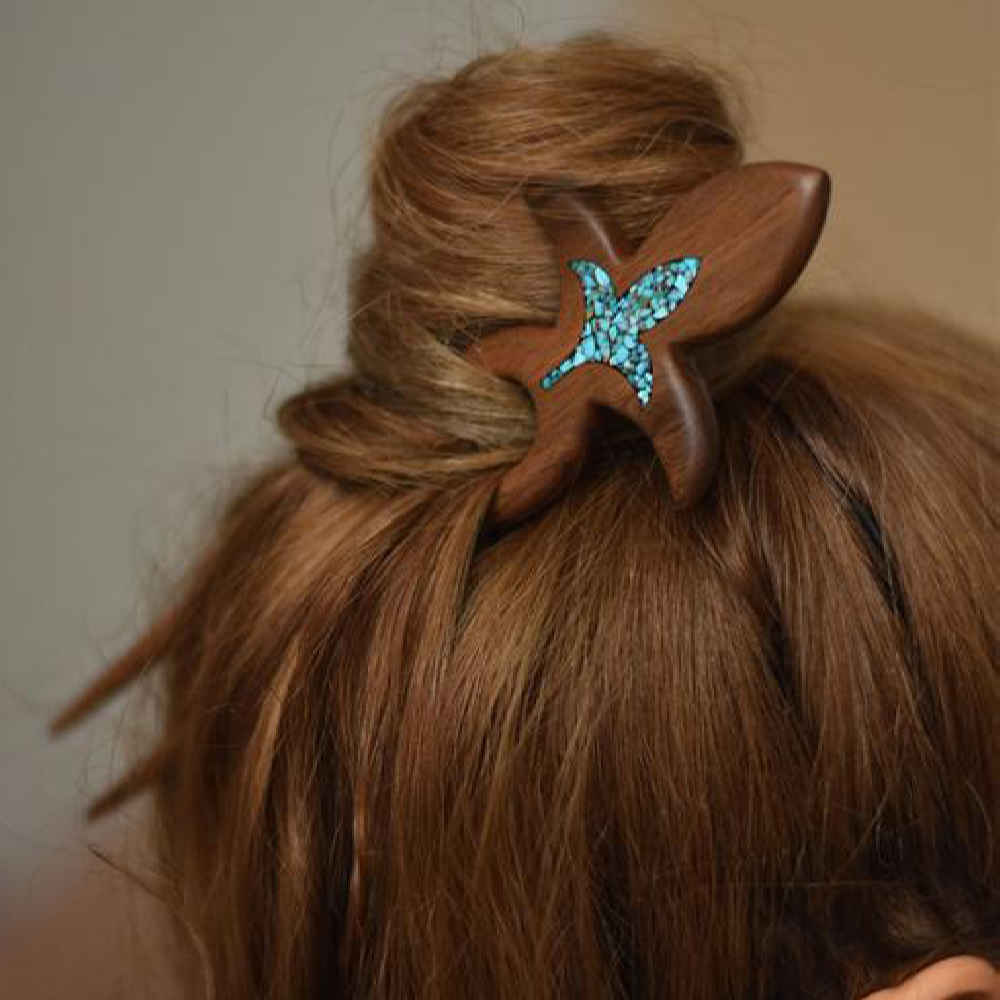 Main image of 手工木制发叉 – 莲花设计，大号