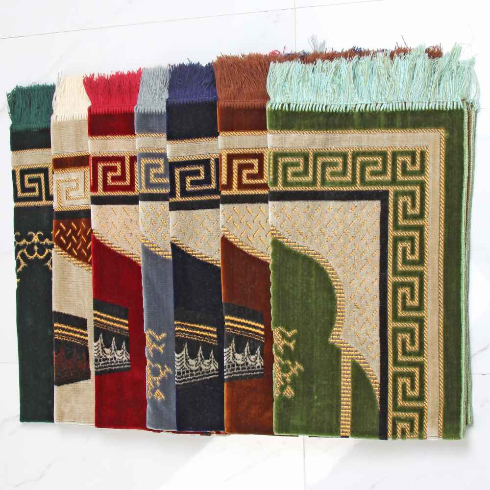 伊斯兰祈祷毯 加厚天鹅绒拜垫 —— 克尔白图案，适合穆斯林