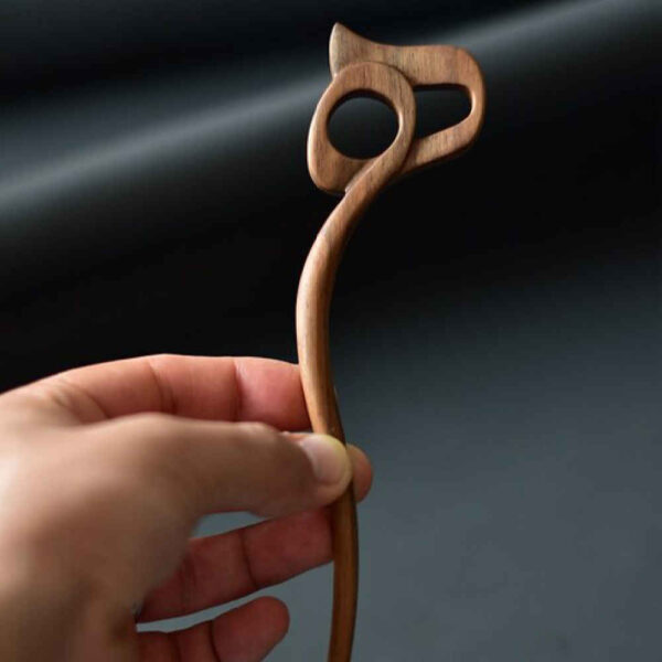 手工木制发簪 – 波斯字母 H 设计