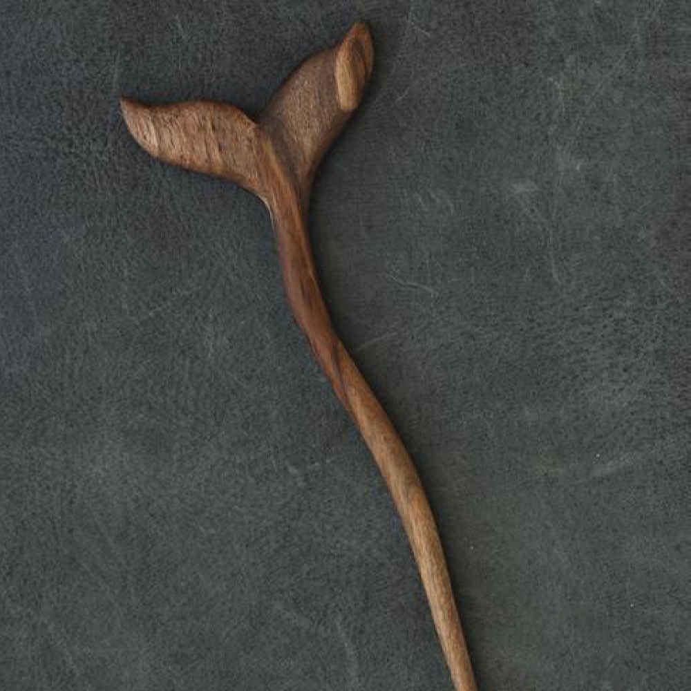 手工木制发簪 – 鲸鱼设计，大号