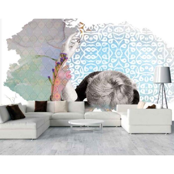 蓝色抽象壁画款式 Art，适用于现代室内设计