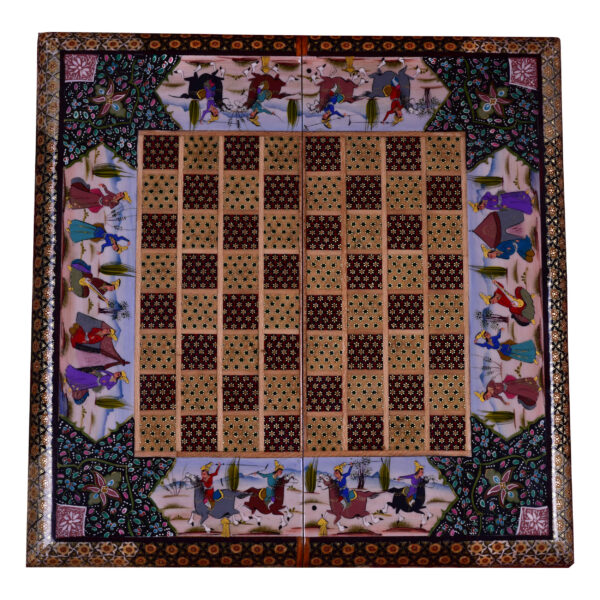 波斯 Khatamkari 象棋棋盘 – Majlesi 型