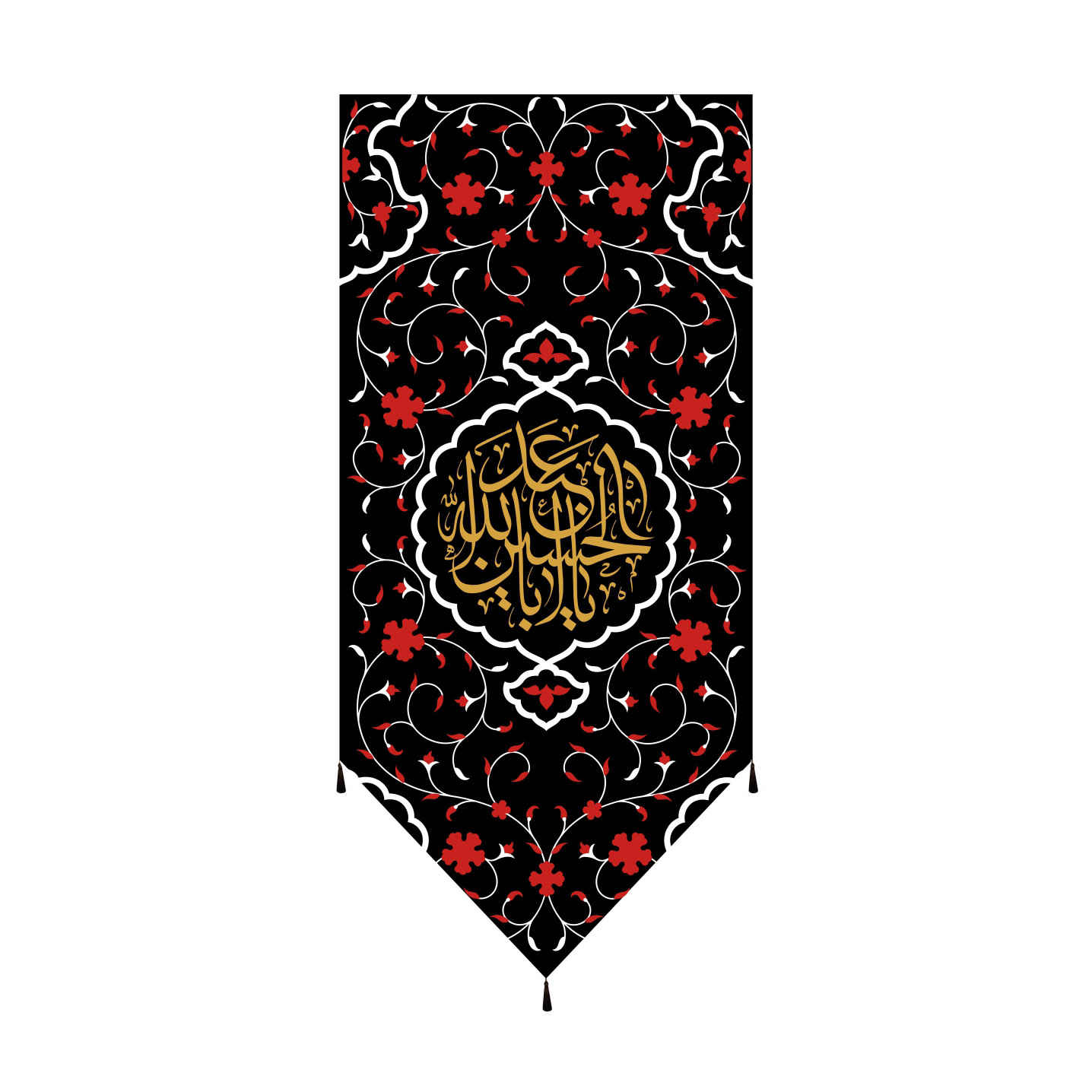 Main image of 伊斯兰什叶派旗帜 – Ya Aba Abdillah，适用于穆哈兰姆挂墙旗帜