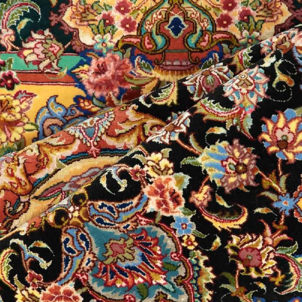 波斯地毯,手工结制 Medallion 大不里士 棉与丝混纺 Barsam