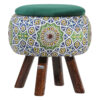 Thumbnail 4: 圆形天鹅绒脚凳 木质脚架 波斯艺术灵感 绿色 Emad