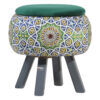 Thumbnail 2: 圆形天鹅绒脚凳 木质脚架 波斯艺术灵感 绿色 Emad