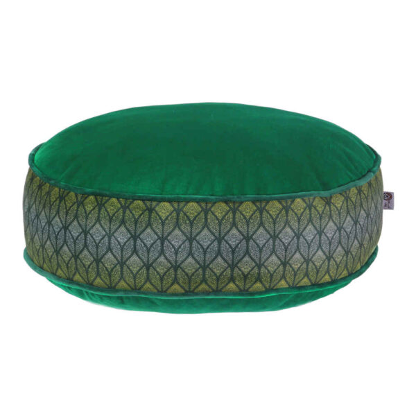 波西米亚大号圆形天鹅绒坐墩 波斯艺术灵感 绿色 Melanie