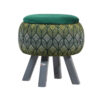Thumbnail 4: 圆形天鹅绒脚凳 木质脚架 波斯艺术灵感 绿色 Naghme