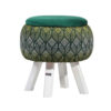 Thumbnail 3: 圆形天鹅绒脚凳 木质脚架 波斯艺术灵感 绿色 Naghme