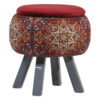 Thumbnail 3: 圆形天鹅绒脚凳 木质脚架 波斯艺术灵感 栗色 Fatima
