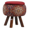 Thumbnail 4: 圆形天鹅绒脚凳 木质脚架 波斯艺术灵感 栗色 Fatima