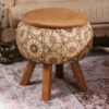 Thumbnail 5: 圆形天鹅绒脚凳 木质脚架 波斯艺术灵感 棕色 Raha