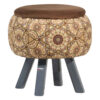 Thumbnail 6: 圆形天鹅绒脚凳 木质脚架 波斯艺术灵感 棕色 Raha