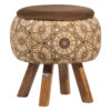 Thumbnail 4: 圆形天鹅绒脚凳 木质脚架 波斯艺术灵感 棕色 Raha