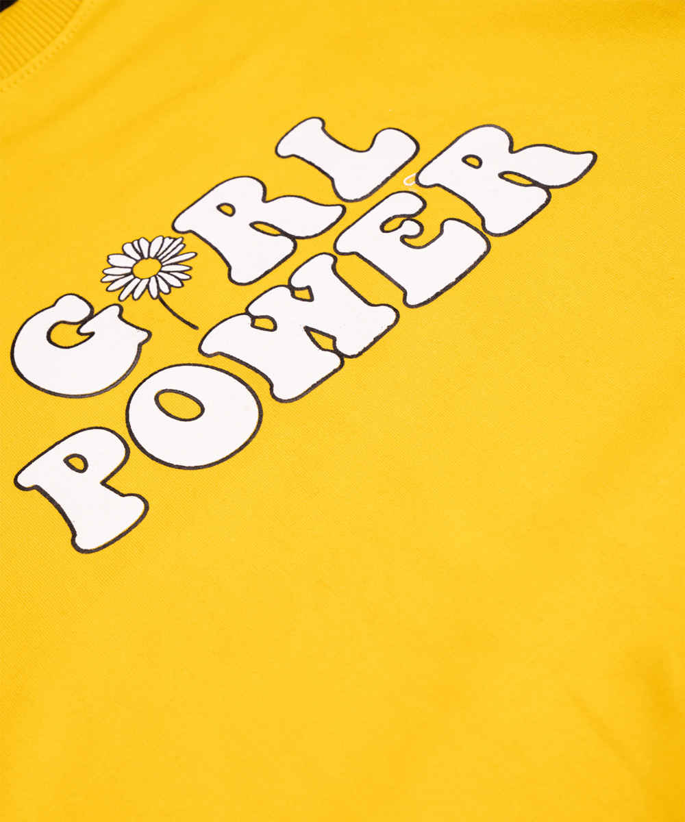 女士黄色休闲卫衣 款式 Power Girl