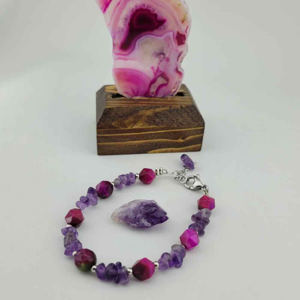 女士串珠手链 – 紫水晶宝石