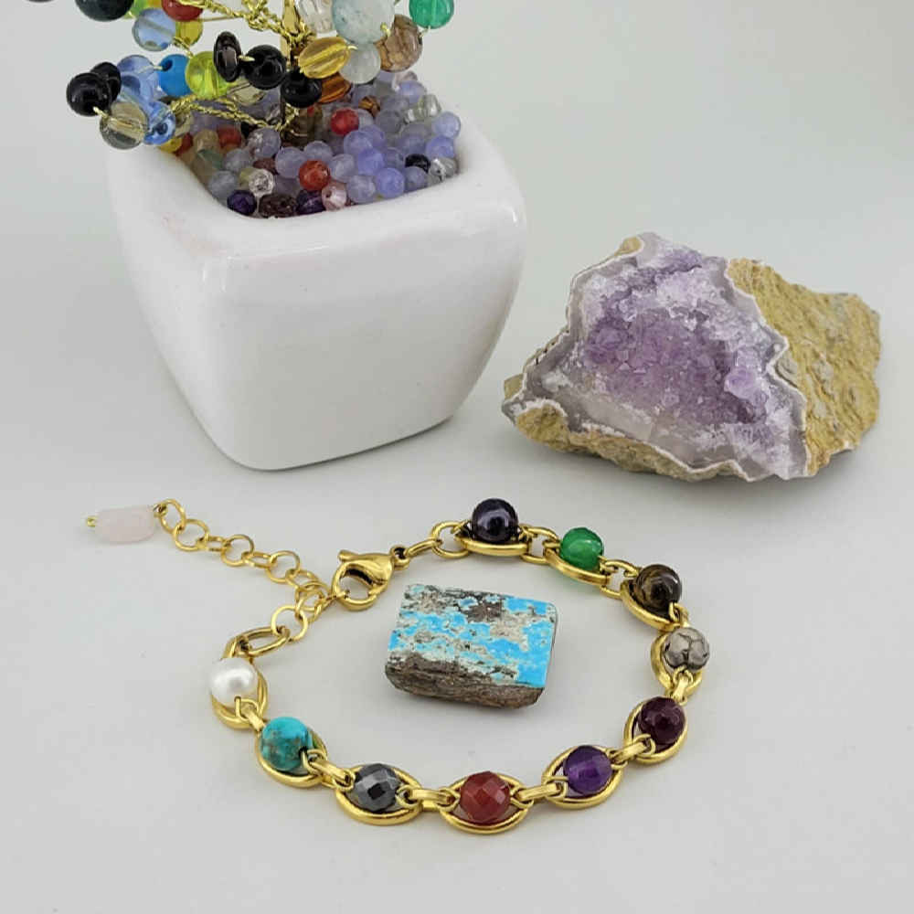 女士串珠手链 – 轮穴石设计