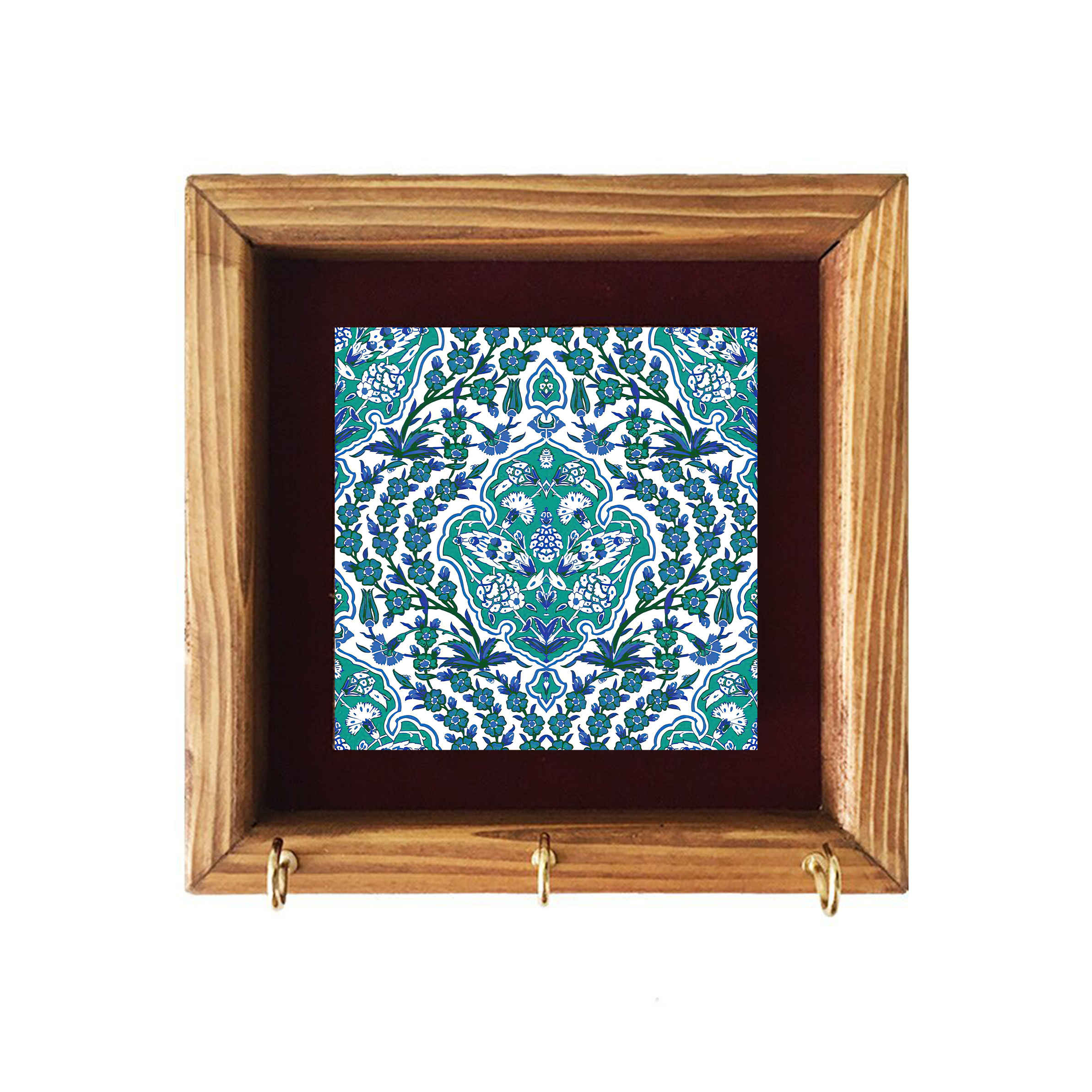 Main image of 陶瓷墙面钥匙挂架 – 木质框架 & 传统款