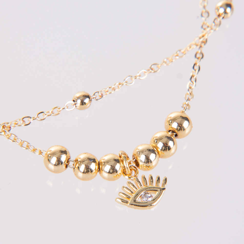 钢制分层“邪眼”脚链,Jana 款